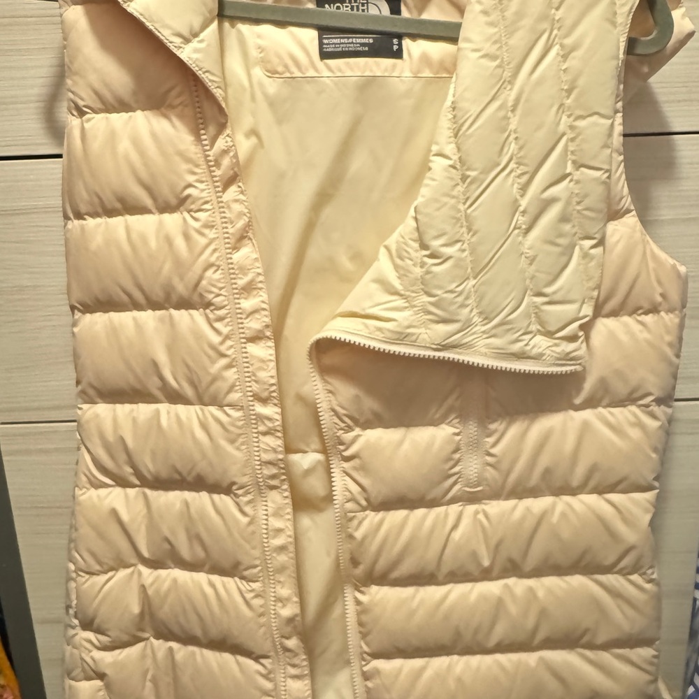 Cream Puffer Vest with Hood